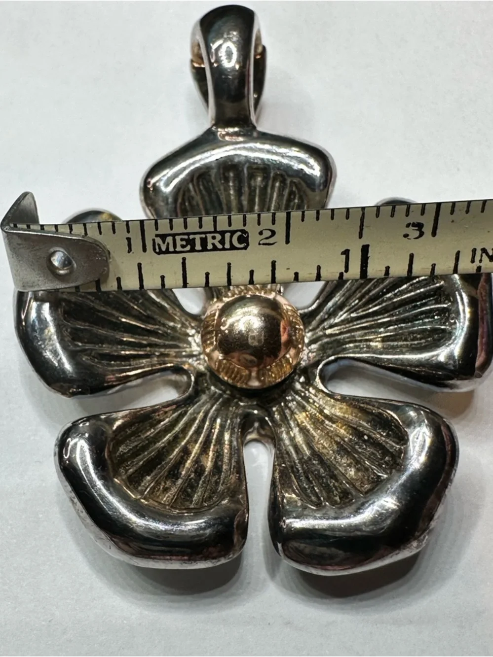 Joseph Esposito 14k Gold & Sterling Silver Flower Pendant Enhancer - Picture 3 of 8